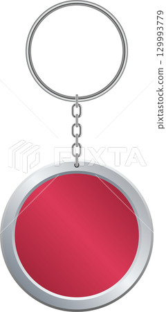 Metallic keychain with a blank, round space for customization, providing personalization 129993779