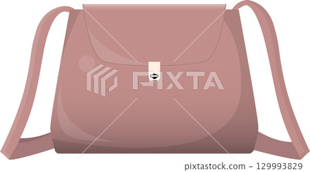 Dusty rose backpack with flap closure and adjustable straps, minimalist design, neutral background. 129993829