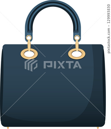 Elegant dark blue handbag with round gold hardware, classic design for versatile fashion style 129993830