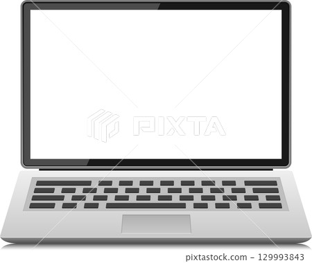 Sleek and modern laptop featuring a blank screen, ideal for showcasing various digital content. Sleek and modern laptop featuring a blank screen, ideal for showcasing various digital content. 129993843