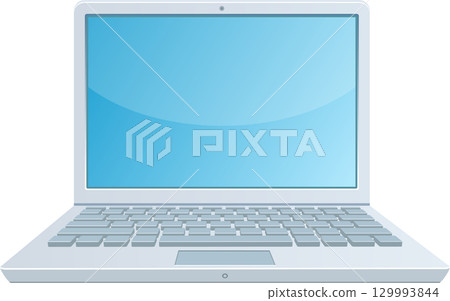 Sleek portable computer with a vibrant blue display, perfect for work or entertainment. Sleek portable computer with a vibrant blue display, perfect for work or entertainment. 129993844