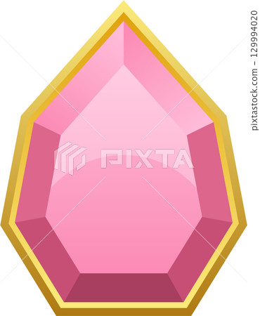 A glossy pink gemstone is framed with a golden border, radiating subtle charm and refinement. A glossy pink gemstone is framed with a golden border, radiating subtle charm and refinement. 129994020