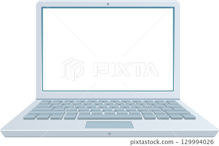 Illustration of a modern laptop with a large, clear screen and a full QWERTY keyboard. Illustration of a modern laptop with a large, clear screen and a full QWERTY keyboard. 129994026