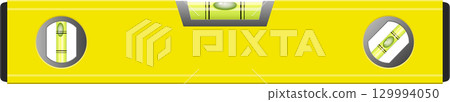 A yellow spirit level with three vials showing if something is balanced, essential for construction. 129994050