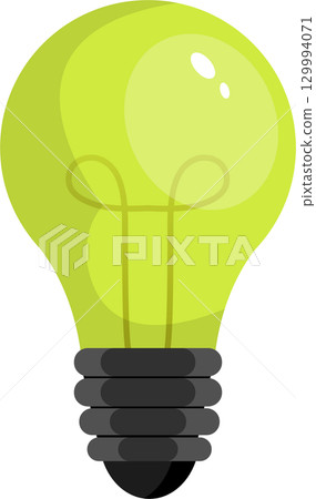 A cheerful yellow cartoon lightbulb glows, ready to illuminate ideas and spark innovation. 129994071