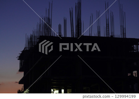 Construction Site Silhouette Construction Site Silhouette 129994199