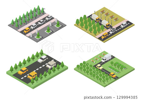 Isometric road intersections Isometric road intersections 129994385