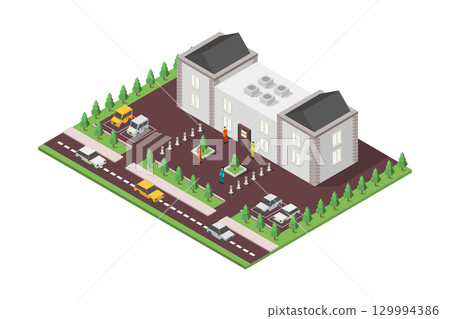 Isometric university building 129994386