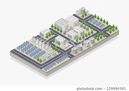 Isometric solar panel industry 129994391