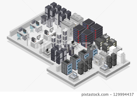 Isometric server room 129994437