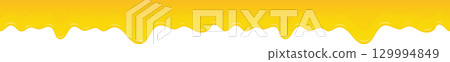 Yellow dripping paint or liquid illustration creates a bright and cheerful graphic design. 129994849