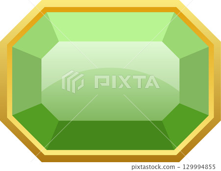 A gem with a golden border shines brightly, its green depths and reflective surface captivating. A gem with a golden border shines brightly, its green depths and reflective surface captivating. 129994855