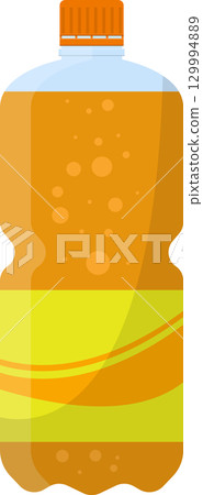 Orange juice bottle with air bubbles shown throughout liquid that makes up the drink. Orange juice bottle with air bubbles shown throughout liquid that makes up the drink. 129994889