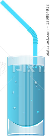 Refreshing drink in a glass with a straw, bubbles adding a touch of whimsy to this hydrating view Refreshing drink in a glass with a straw, bubbles adding a touch of whimsy to this hydrating view 129994918