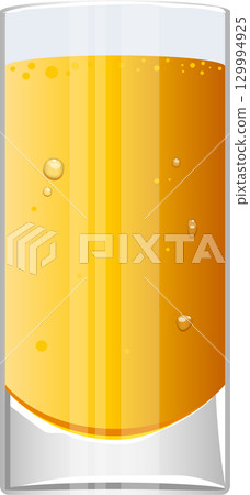 Refreshing glass of sparkling amber beverage, perfect for a summer thirst-quencher illustration 129994925