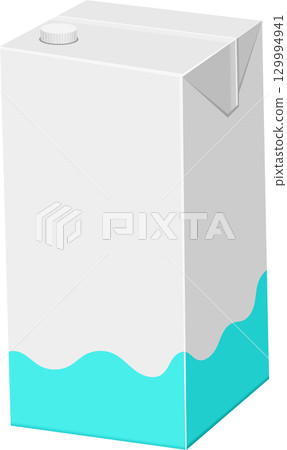 A sleek carton with blue wave pattern suggests freshness and hydration in a simple design. 129994941