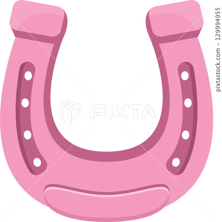 A pink horseshoe, traditionally a symbol of good luck and protection, facing upwards for good fortune. 129994955