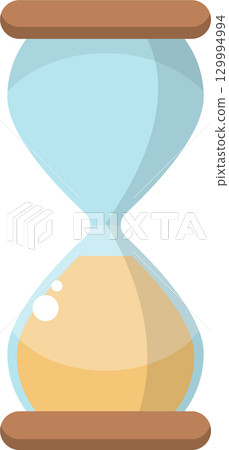 Classic hourglass with light blue glass and sand, a symbol of time management, deadlines and efficiency. 129994994