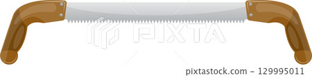 A two-person saw with a long blade and wooden handles, commonly used for cutting large logs. 129995011
