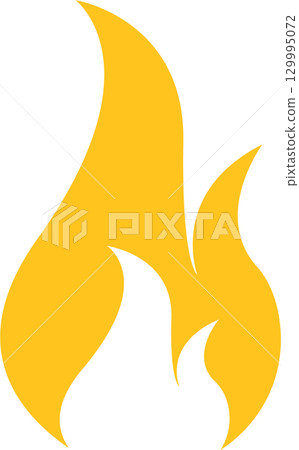 Golden flame rises against the darkness, radiating light and warmth into the surrounding space. 129995072