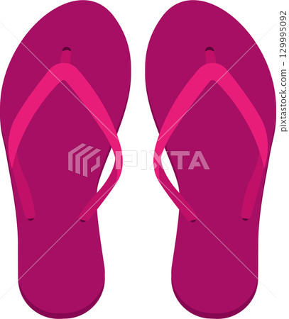 A pair of vibrant magenta flip-flops, perfect for summer days at the beach or casual outings. A pair of vibrant magenta flip-flops, perfect for summer days at the beach or casual outings. 129995092
