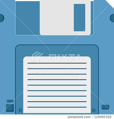 Blue floppy disk showing classic data storage medium from past technology with retro design. Blue floppy disk showing classic data storage medium from past technology with retro design. 129995108