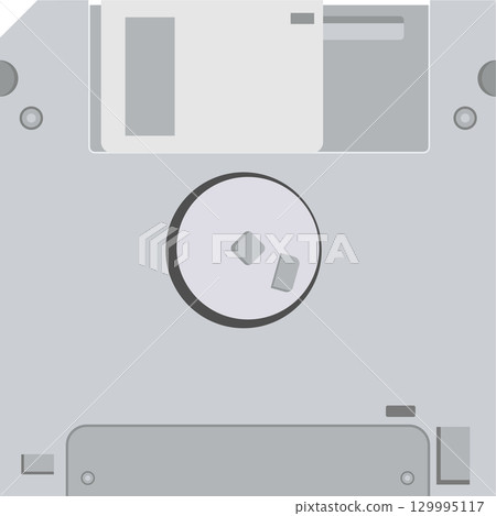 Flat vector image of a floppy disk, an obsolete computer data storage device from the past. 129995117