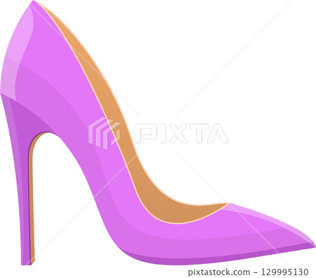 Elegant lilac high heel shoe with a pointed toe and thin heel isolated on a dark backdrop. Elegant lilac high heel shoe with a pointed toe and thin heel isolated on a dark backdrop. 129995130