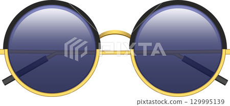 Rounded frames with dark lenses and gold details provide protection and a vintage aesthetic. 129995139