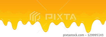 Golden liquid drips down a black backdrop in this inviting vector illustration. Sweet and sticky. 129995143