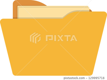 Illustration of an open file folder, holding a few documents, against a transparent background 129995718