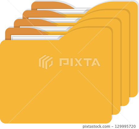 Illustration of multiple folders, symbolizing file management and organization of information. 129995720