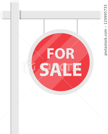 Real estate sign showcasing 'FOR SALE' in bold lettering, indicating a property is on the market. 129995735