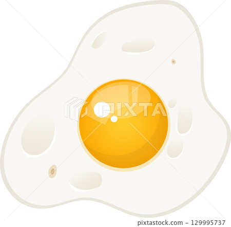 Bright and sunny side up egg, a delicious breakfast favorite, presented on a black backdrop. 129995737