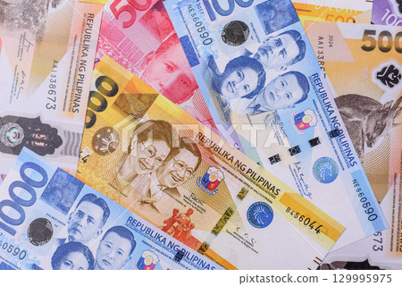 Philippines money, peso, paper banknotes, cash. Philippines money for business 129995975
