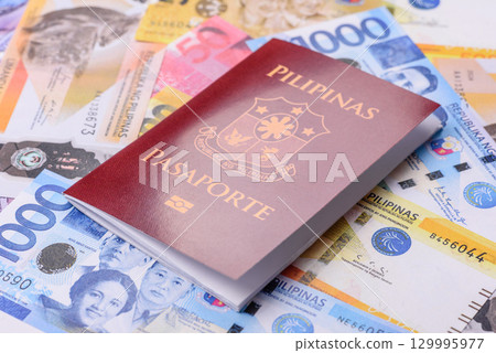 Philippines passport for travelling, flying and doing business. Philippines document 129995977