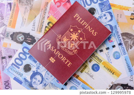 Philippines passport for travelling, flying and doing business. Philippines document 129995978