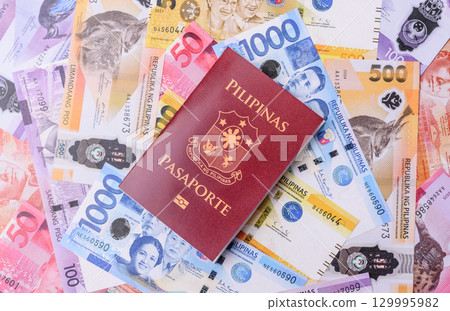 Philippines passport for travelling, flying and doing business. Philippines document Philippines passport for travelling, flying and doing business. Philippines document 129995982
