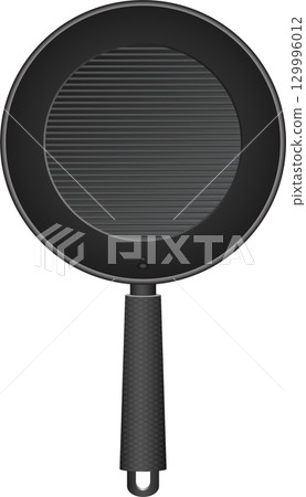 A grey skillet with raised ridges, perfect for grilling indoors and a comfortable handle. A grey skillet with raised ridges, perfect for grilling indoors and a comfortable handle. 129996012