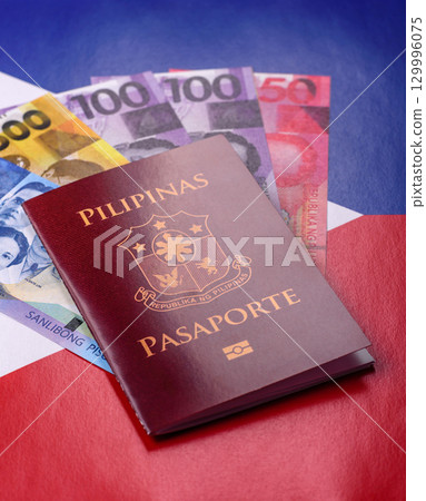 Philippines passport for travelling, flying and doing business. Philippines document Philippines passport for travelling, flying and doing business. Philippines document 129996075