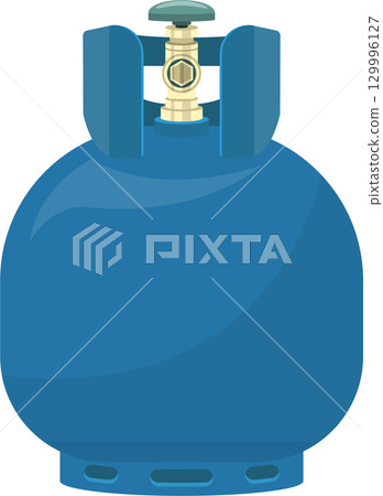 A blue canister with a valve is displayed prominently, showcasing a common container and its function. A blue canister with a valve is displayed prominently, showcasing a common container and its function. 129996127