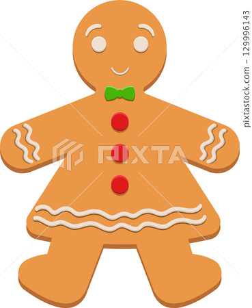 Festive Gingerbread Figure with Bow Tie and Button Details for Holiday Celebrations Festive Gingerbread Figure with Bow Tie and Button Details for Holiday Celebrations 129996143