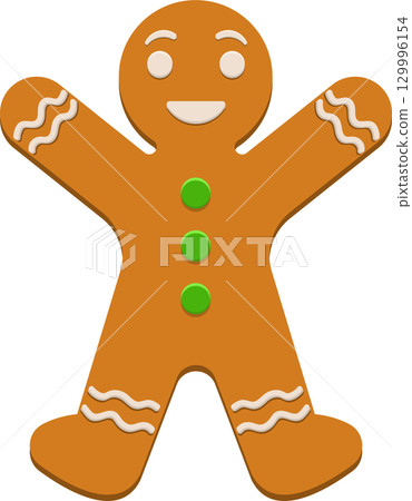 A sweet gingerbread cookie man poses on a black background, ready to bring holiday cheer. 129996154