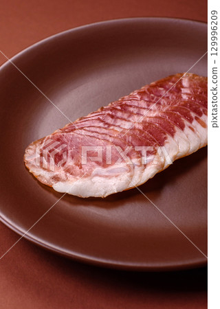 Sliced ham, meat, pork or turkey sausage for sandwiches. Ham slices, food Sliced ham, meat, pork or turkey sausage for sandwiches. Ham slices, food 129996209