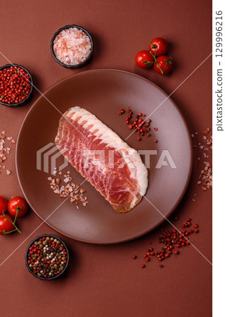 Sliced ham, meat, pork or turkey sausage for sandwiches. Ham slices, food Sliced ham, meat, pork or turkey sausage for sandwiches. Ham slices, food 129996216
