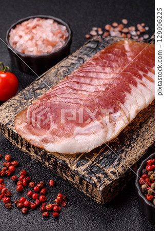 Sliced ham, meat, pork or turkey sausage for sandwiches. Ham slices, food Sliced ham, meat, pork or turkey sausage for sandwiches. Ham slices, food 129996225