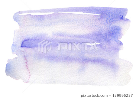 Light blue and purple artistic textured watercolor bob. Vibrant blue and violet granulate gradient watercolour stain shape for banner design, texture, abstract water, cosmos or cloud concept 129996257