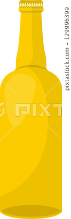 A yellow glass bottle with a cap. The bottle is empty, and ready for filling with liquid. A yellow glass bottle with a cap. The bottle is empty, and ready for filling with liquid. 129996399