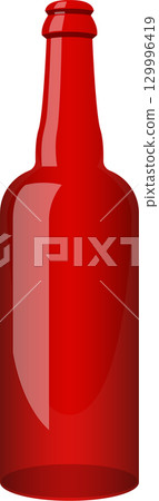 An iconic bottle in a vibrant red hue, sleek lines, perfect for drinks, potions, or just display. 129996419