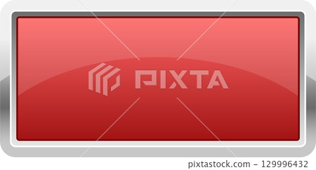 A glossy red rectangle with a silver border, similar to a button or panel on a device. 129996432